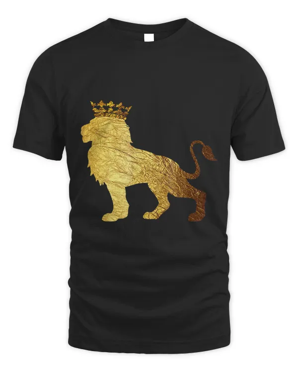 Gold Crown King Lion T-shirt for Men-Cool Boys Lion Shirts