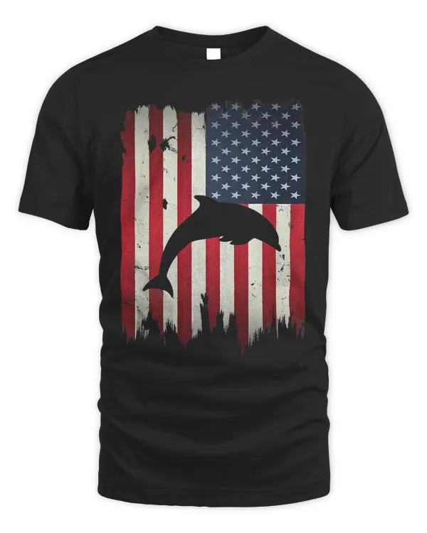 Dolphin USA American Flag 4th of July Patriotic Gift T-Shirt