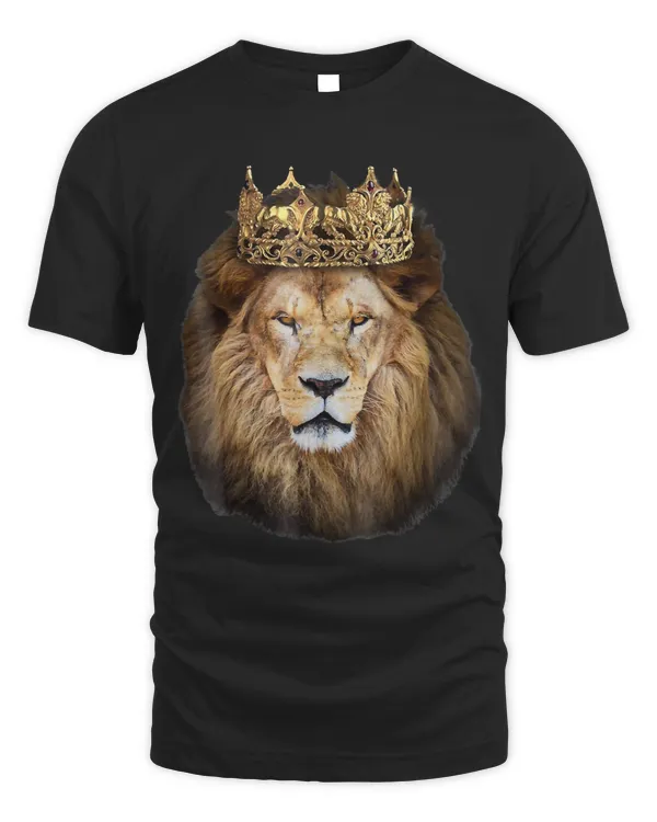 Lion Head Golden Crown Art Canvas King T shirt