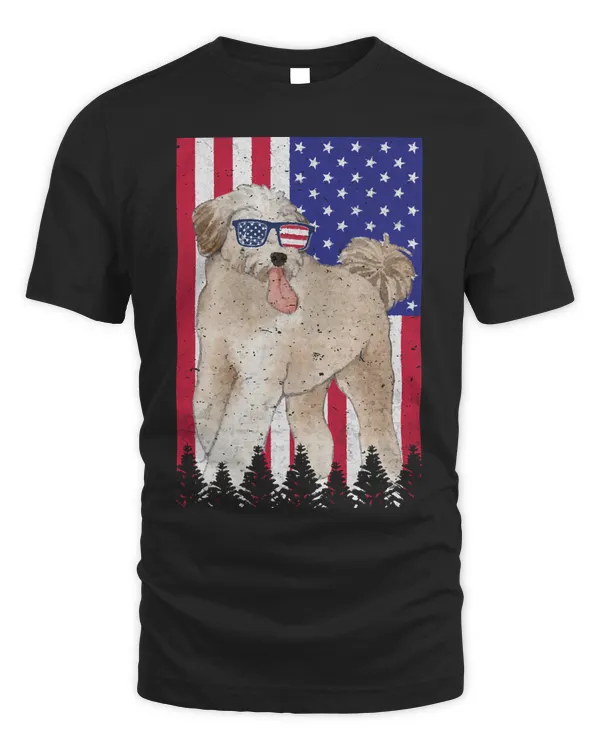 Aussiedoodle Patriotic Dog USA Pride American Flag Pullover Hoodie