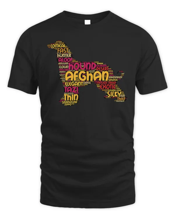 Afghan Hound T Shirt with Colorful Afghan Word Art