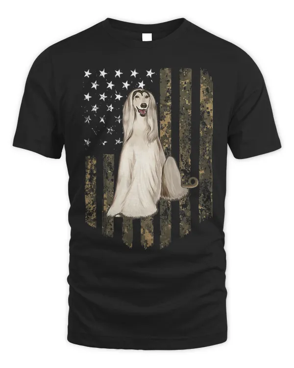 Camo American Flag Afghan Hound 4th Of July USA T-Shirt