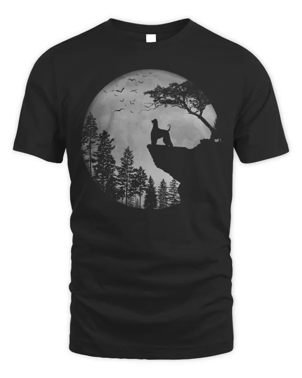 Funny Afghan Hound Dog And Moon Halloween Costume Forest Tee T-Shirt