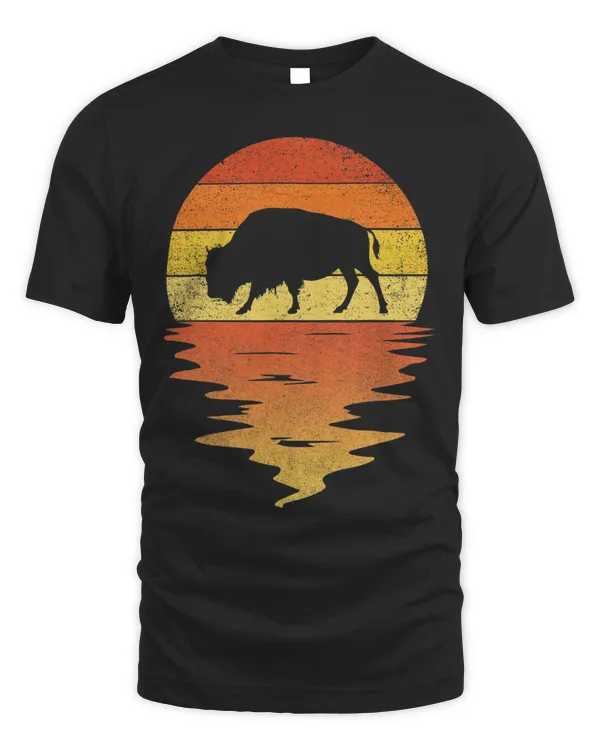 American bison shirt 70s vintage retro sunset Buffalo T-Shirt