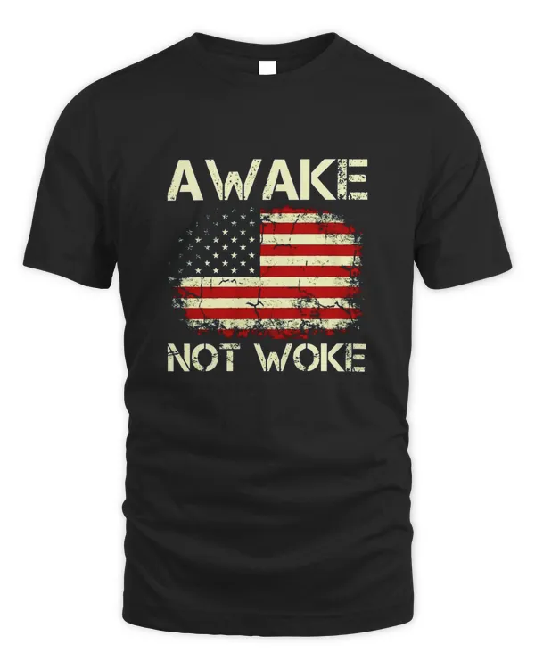 Vintage Old American Flag Awake Not Woke T-Shirt