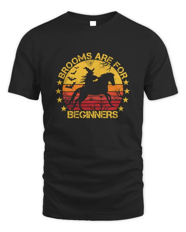 Brooms Are For Beginners Horse Funny Halloween Witch T-Shirt