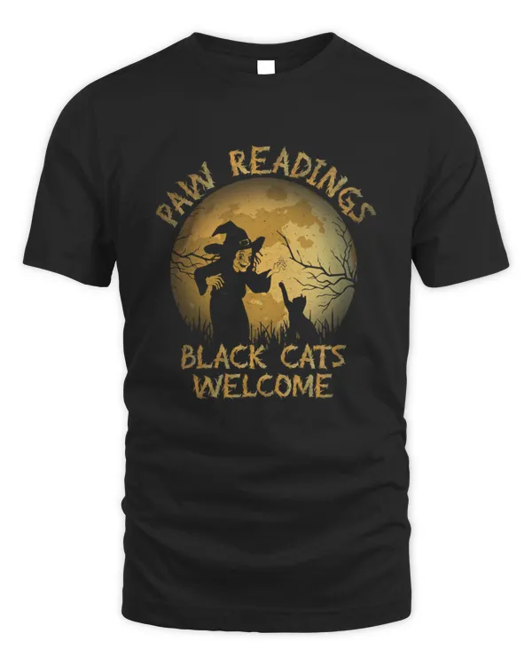 Paw Readings Black Cats Welcome Halloween T-Shirt