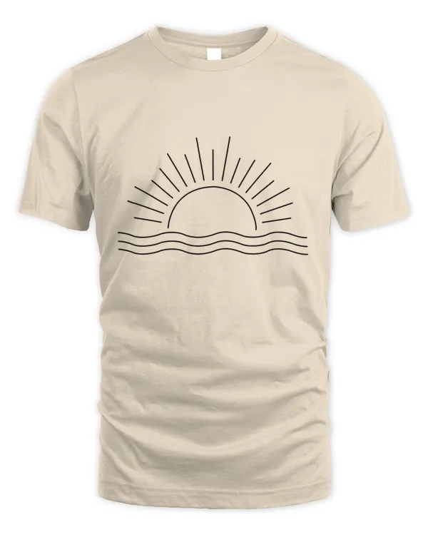 Retro Ocean Sun Tee, Nature Graphic Tshirt, Womens Summer Tee, Sunrise Shirt For Women, Beach Shirts, Sunset Sweatshirt, Boho Summer Tee