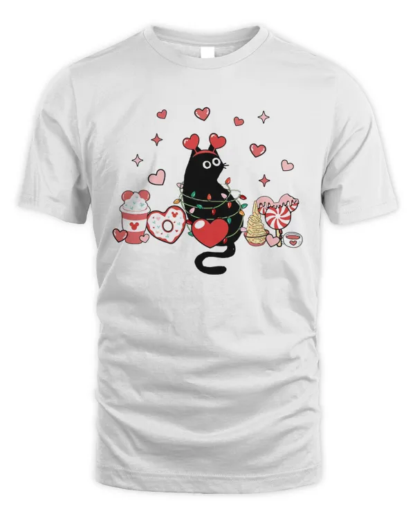 Black Cat Valentines Day Shirt