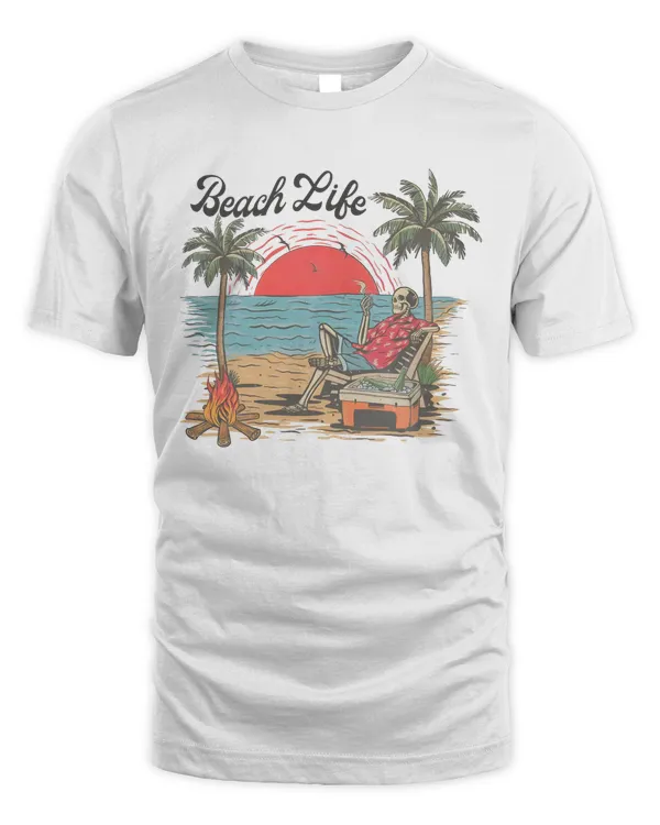 Beachlife Vintage Graphic T-Shirt, Retro Unisex Skate Graphic Tee, Nostalgia 90s Shirt, Cute Tee, Surf Lovers Gift, Skeleton