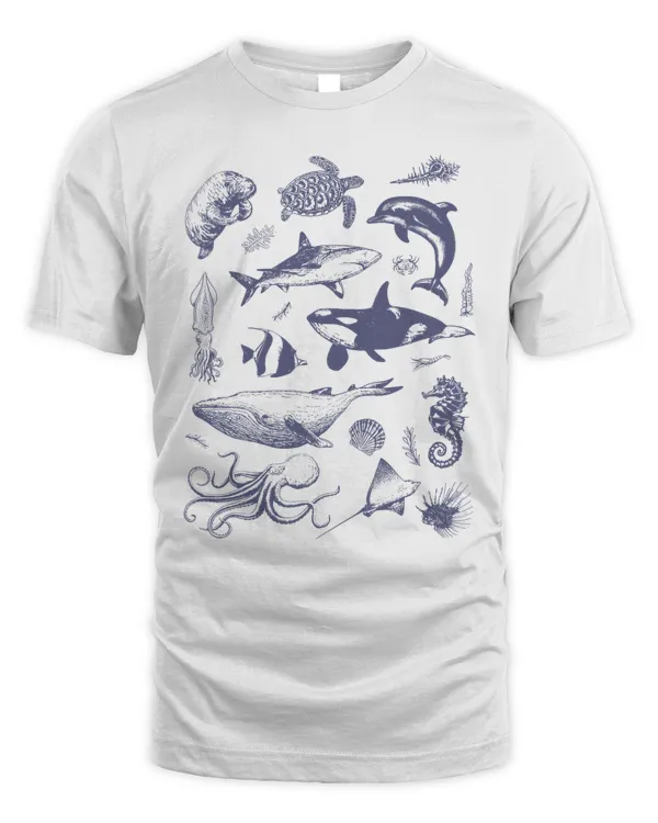 Vintage 90s Tattoo Sea Animal Tshirt, Retro Ocean Nature Shirt, Sealife, Ocean, Whale, Orca, Turtle, Dolphin Shirt