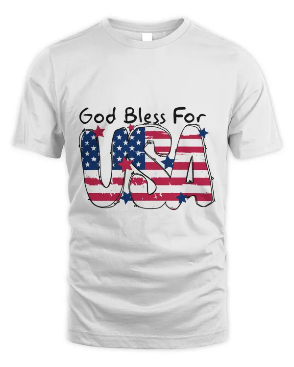 Fourth of July Shirt,  God Bless for USA, United States of America USA T-Shirt.