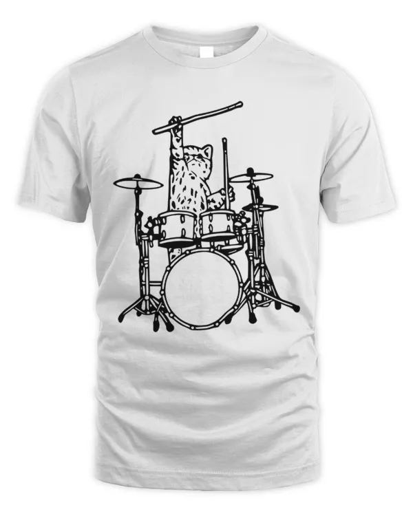 Cute Cat Playing Drums T-Shirt Gift, Drummer Shirt Animal Lover Gift Drumming Shirt, Drummer Tee Drum Shirts, Music Gifts Tshirt