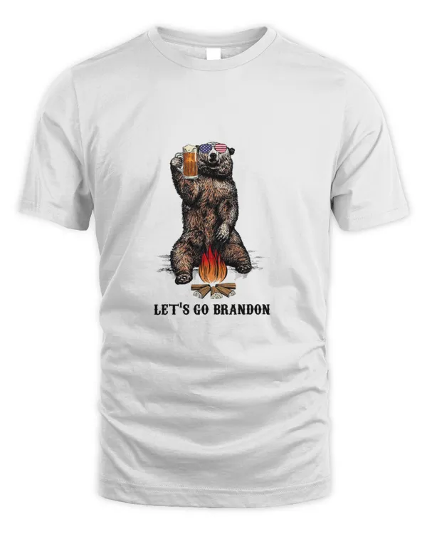 American Flag Bandana Bear Lets Go T-Shirt