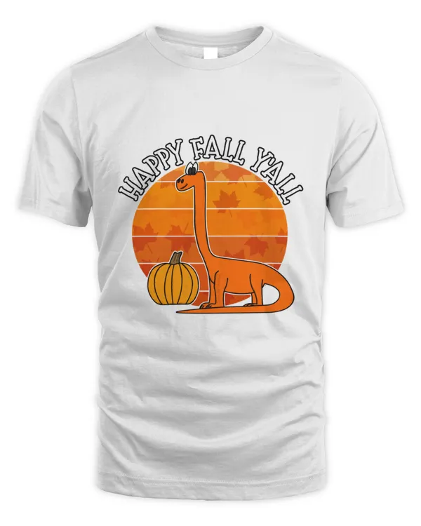 Happy Fall YAll Dinosaur Diplodocus Pumpkin Autumn Thanksgiving T-Shirt