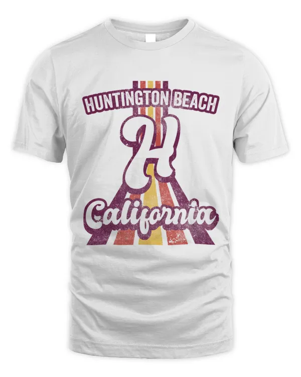 Huntington Beach California Summer Sunset Retro Design Tropical T-Shirt