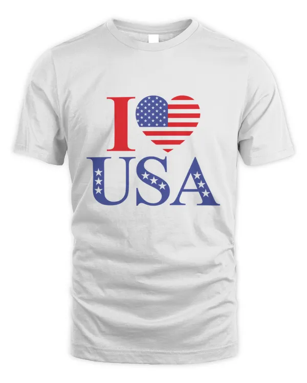 I Love USA With Red White And Blue Pattern With July th Theme th July Independence Day Gift T-Shirt