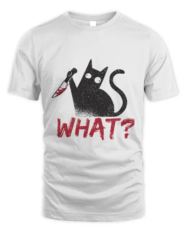 Cat What Funny Black Cat Murderous Cat With Knife7794 T-Shirt