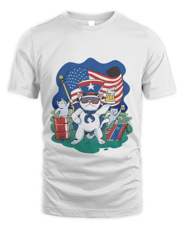 USA Memorial day cat T-Shirt