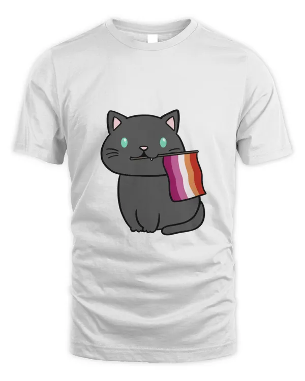 Cat Lesbian Flag Cat Themed Pride Gift Russian Blue Cat Lesbian Black Cat Pride Gift T-Shirt