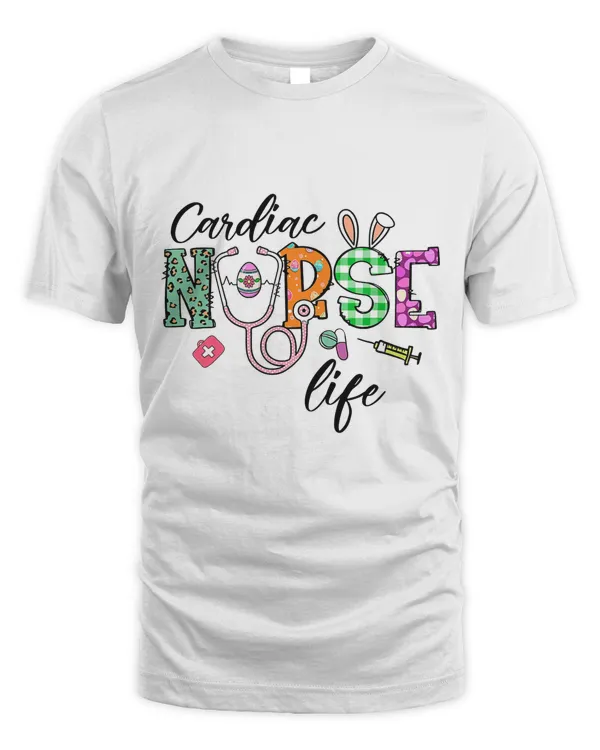 Cardiac Nurse Life Stethoscope Nursing Bunny Easter Day T-Shirt