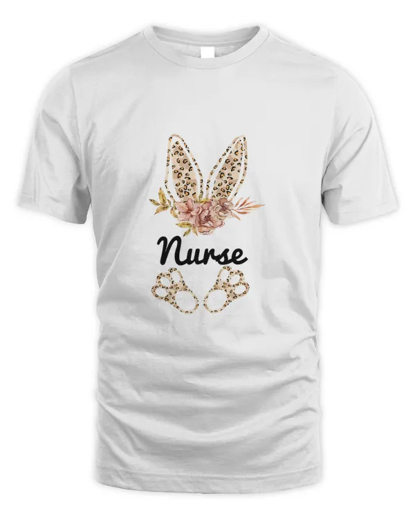 Leopard Bunny Nurse Happy Easter Day Nurse Life T-Shirt