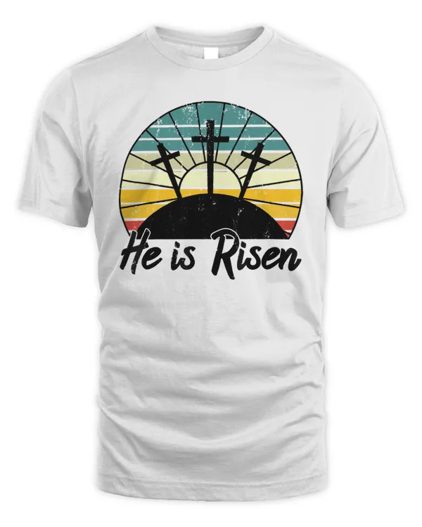 70s Retro He Is Risen Jesus Christian Cross Religious Easter Classic T-Shirt