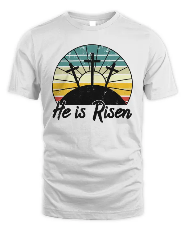70s Retro He Is Risen Jesus Christian Cross Religious Easter Classic T-Shirt