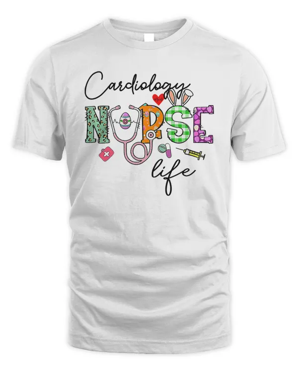 Cardiology Nurse Bunny Nurse Funny Egg Easter Day Floral Wom Premium T-Shirt