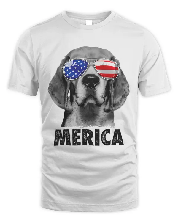 Beagle 4th of July Merica Sunglasses Men USA American Flag T-Shirt