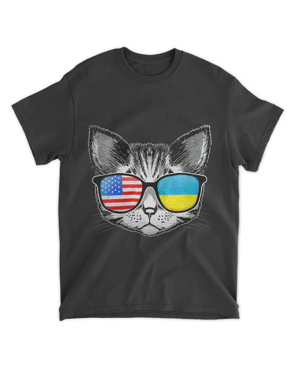 Womens Ukraine US Flag Roots Cat Ukrainian American V-Neck T-Shirt shirt