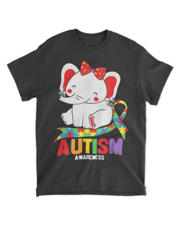 Awareness Elephant Mom wearing earrings Autism Heart puzzle Shirt