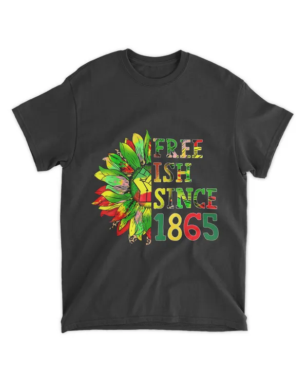 Juneteenth Free Ish Since 1865 African Sunflower Black Pride T-Shirt