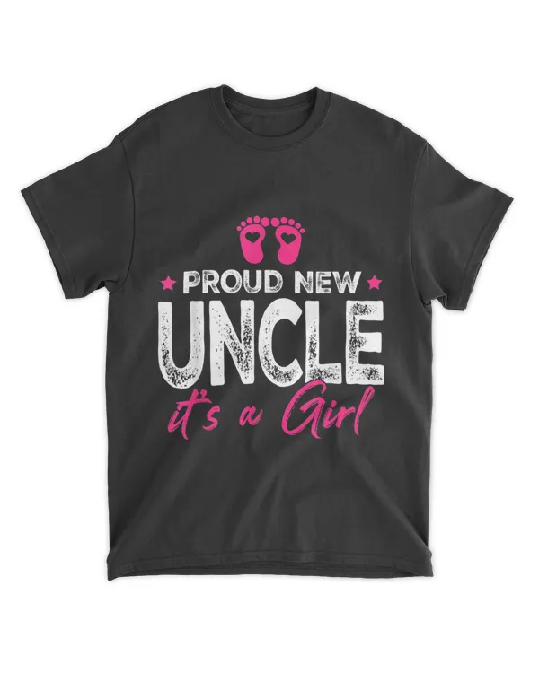 Retro Vintage Gender Reveal Proud New Uncle Its A Girl T-Shirt