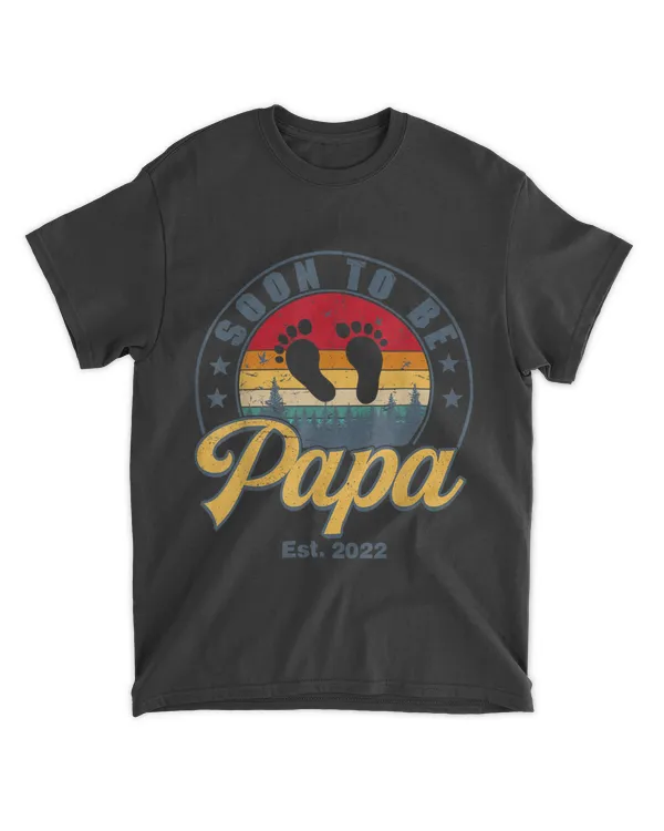 Soon To Be Papa Est 2022 Men Retro First Time Dad Papa T-Shirt