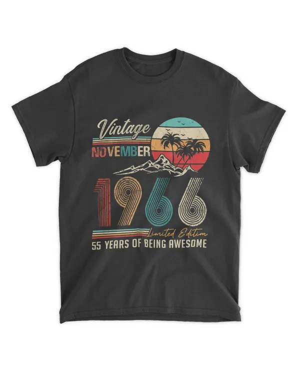 55 Years Old 55th Birthday Decoration Vintage November 1966 T-Shirt