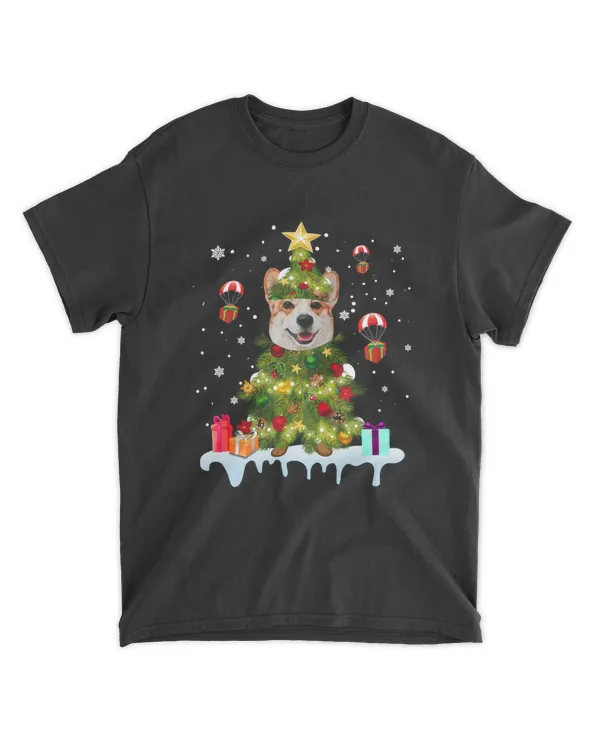 Corgi Christmas Tree Light Funny Santa Hat Dog