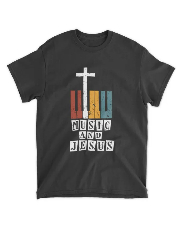 Distressed Piano Keyboard and a Cross-T-shirt  Christian Band