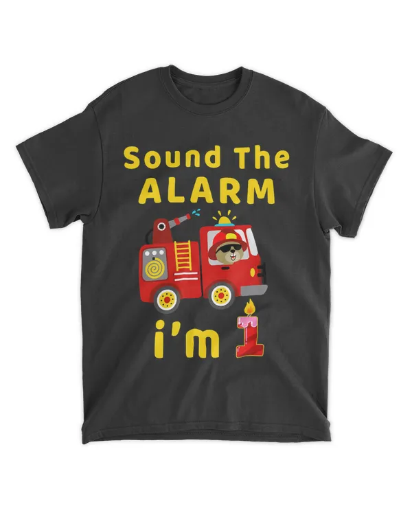 Fire Truck 1 Year Old Birthday Gift Kids Bear Lover Awesome T-Shirt