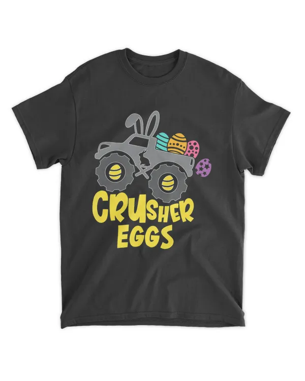 Kids Easter Day for Monster Truck Lover Boy Eggs Crusher T-Shirt