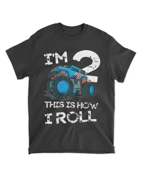 Kids Monster Truck 2nd Happy Birthday Boy 2 Year Old Car Lover T-Shirt