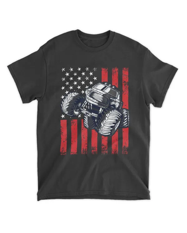 Monster Truck Distressed American Flag Monster Truck Lover T-Shirt