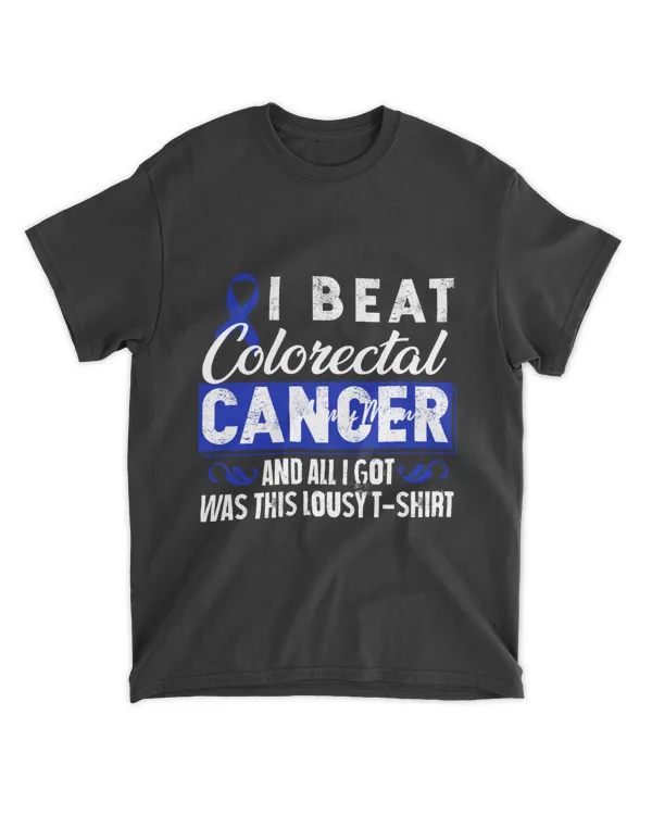 RD Colorectal Cancer Survivor Gifts I Beat Colon Cancer Blue Shirt
