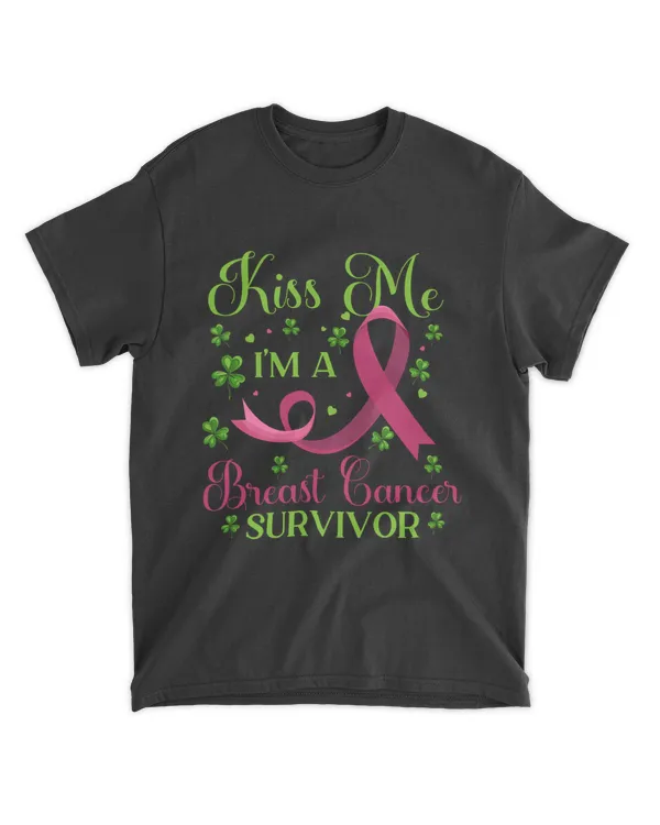 RD Kiss Me Im Breast Cancer Survivor St Patrick Day Gift Shirt