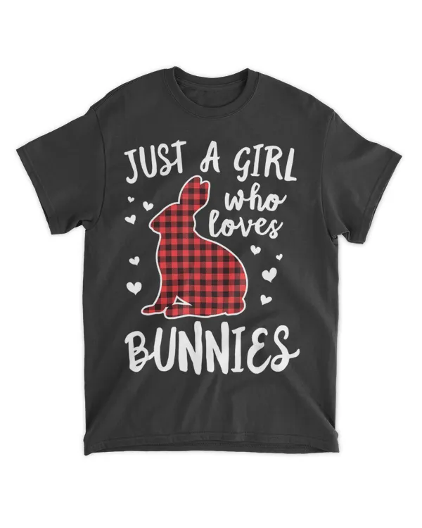 Just A Girl Who Loves Bunnies Buffalo Plaid Christmas Gift