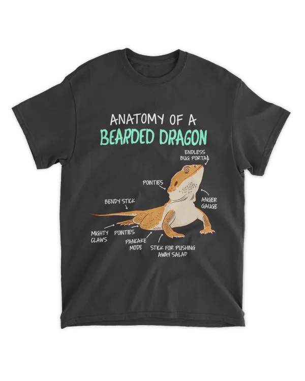 Anatomy of a Bearded Dragon Bearded Dragon Lizard Pogona Reptile T-Shirt