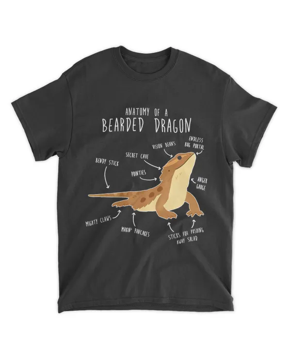 Anatomy of a Bearded Dragon, Funny Pet Reptile Lizard Lover T-Shirt