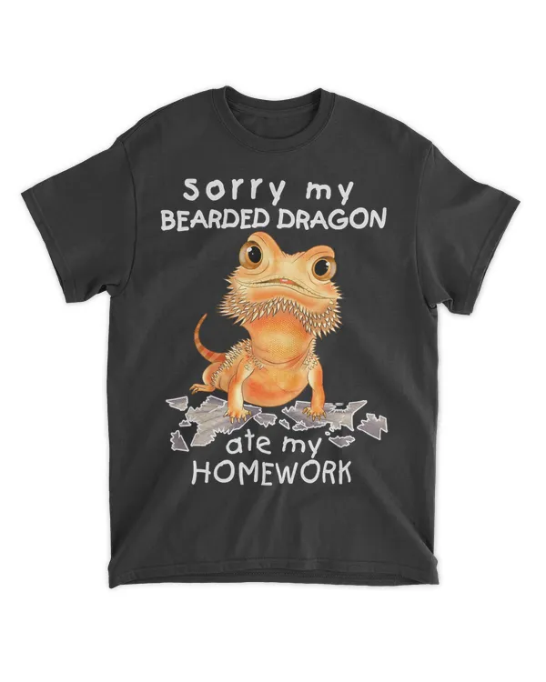 Funny Bearded Dragon Cute Lizard Beardie Ate My Homework T-Shirt