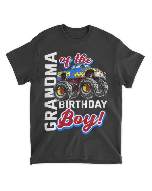 Womens Monster Truck Grandma of The Birthday Boy T-Shirt - Mothers Day Shirts For Grandma