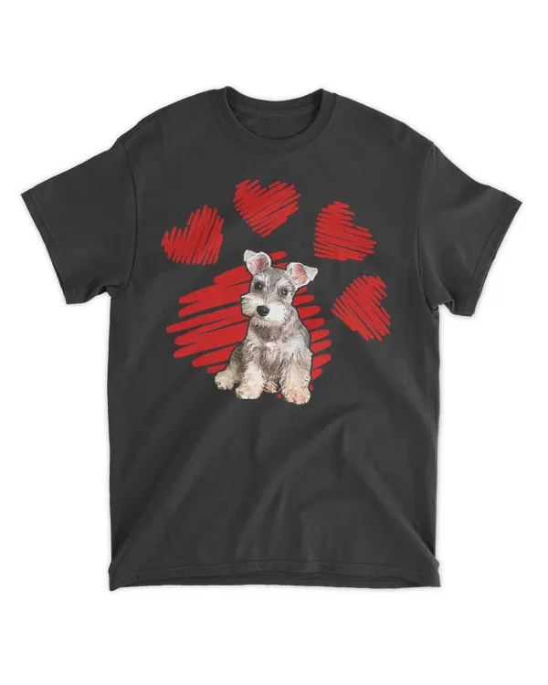 I Love Schnauzer Dog Paws Lover For Valentine T-Shirt